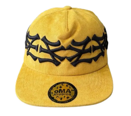 Boné Oma Design "NY NY Crown Hat Corduroy Mustard/Black" Amarelo