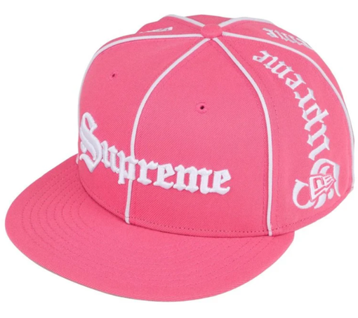 Boné Supreme FW26 X New Era "Piping Script" Rosa