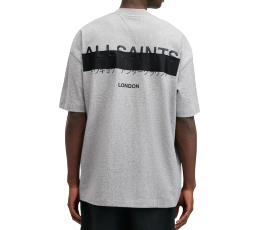 Camiseta AllSaints "Redact Oversized Embroidered Logo T-shirt Grey Marl" Cinza