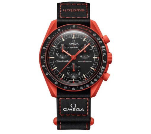 Relógio Swatch x Omega Bioceramic Moonswatch "Mission On Earth" Preto/Laranja