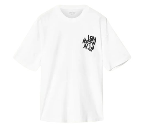 Camiseta AllSaints "Orlando Logo Print Oversized T-Shirt Ashen White" Branco