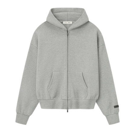 Moletom Fear of God Essentials "Classic Fleece Zip Up Hoodie Concrete Heather" Cinza
