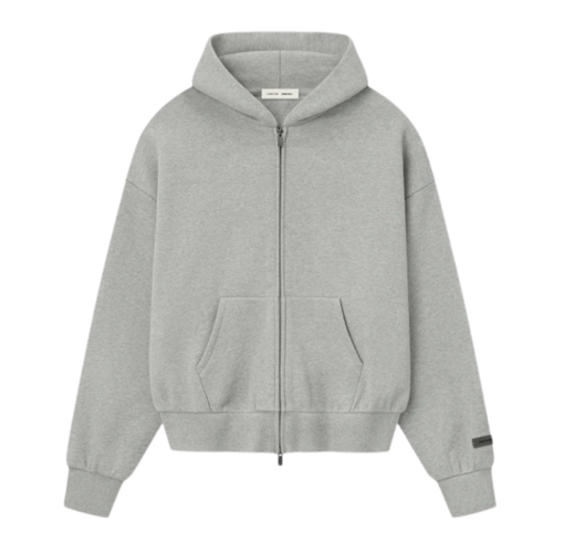 Moletom Fear of God Essentials "Classic Fleece Zip Up Hoodie Concrete Heather" Cinza
