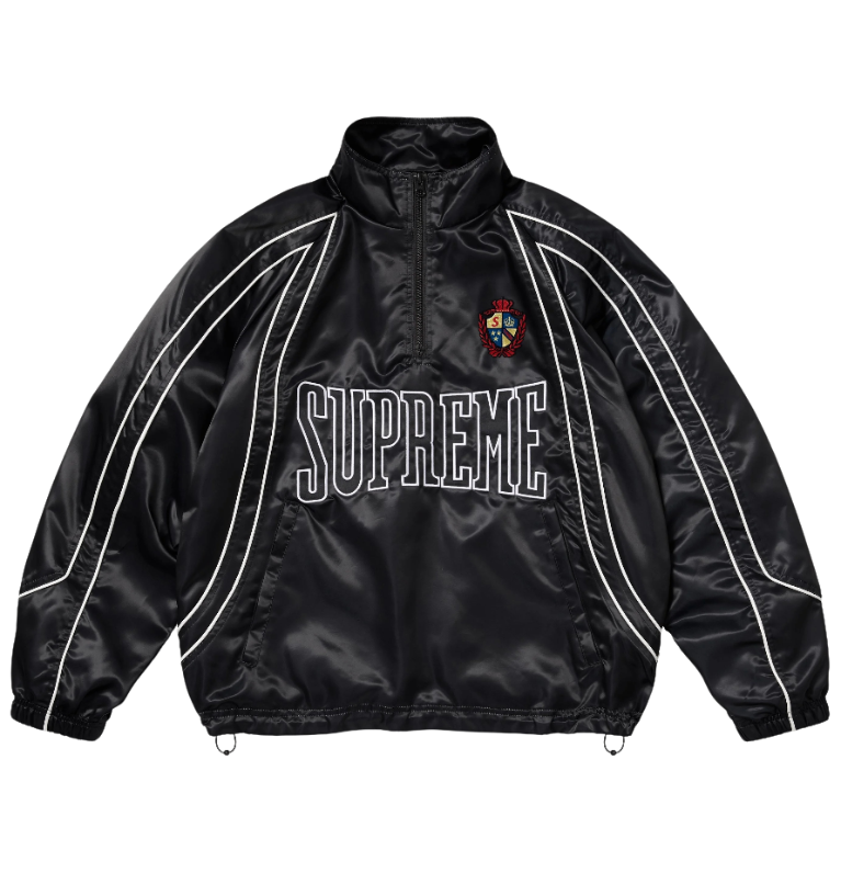 Jaqueta Supreme SS25 Satin Piping Pullover" Preto