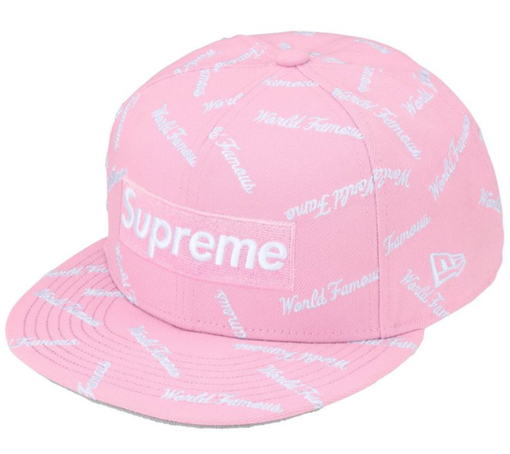 Boné Supreme FW26 x New Era "Famous Box Logo" Rosa