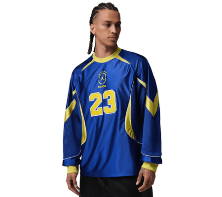 Camiseta Air Jordan "Manga Longa Brasil Goleiro" Azul