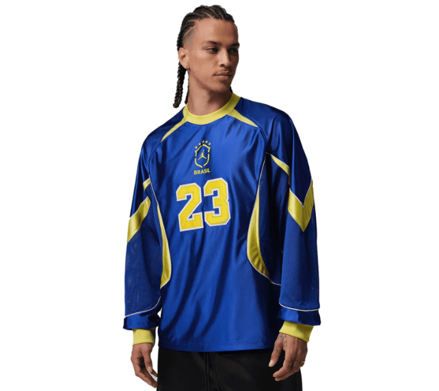 Camiseta Air Jordan "Manga Longa Brasil Goleiro" Azul