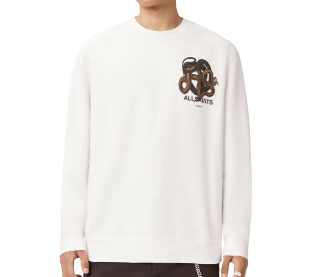 Crewneck AllSaints "Reticulate Graphic Sweatshirt L/S Chalk White" Branco