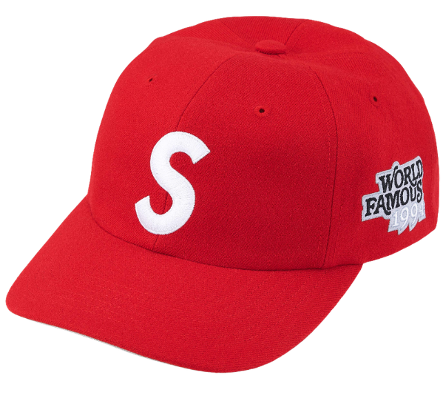 Boné Supreme 6-Panel SS26 "World Famous S Logo" Vermelho