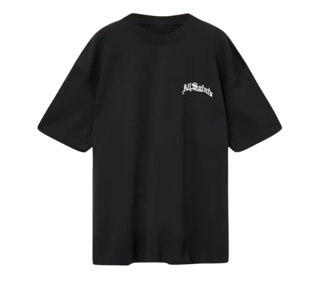 Camiseta AllSaints "Descent Oversized Graphic T-shirt Washed Black" Preto