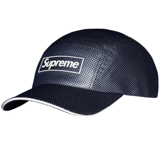 Boné Supreme FW26 "Metallic Mesh" Azul Marinho