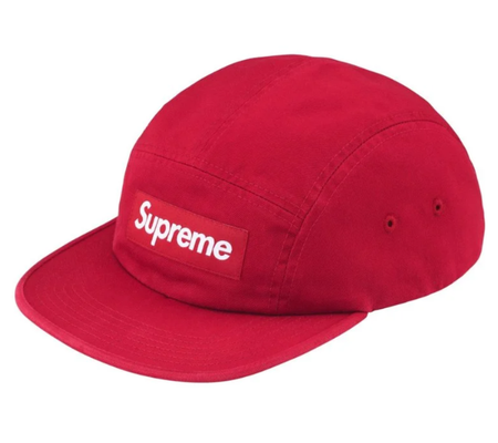Boné Supreme FW26 "Washed Chino Twill" Vermelho