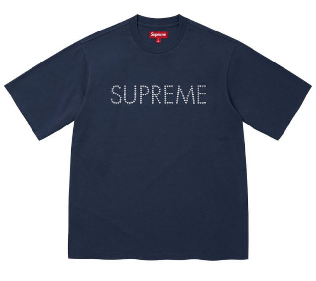 Camiseta Supreme FW26 "Hearts Studded S/S Top Black" Azul Marinho
