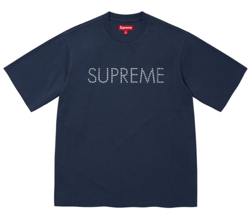 Camiseta Supreme FW26 "Hearts Studded S/S Top Black" Azul Marinho