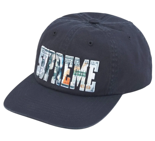 Boné Supreme SS26 "Embroidered Money Logo" Azul Marinho