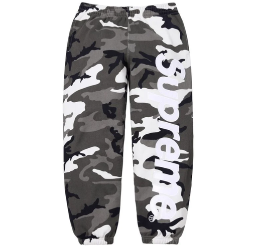 Calça Supreme SS26 "Satin Appliqué" Snow Camo