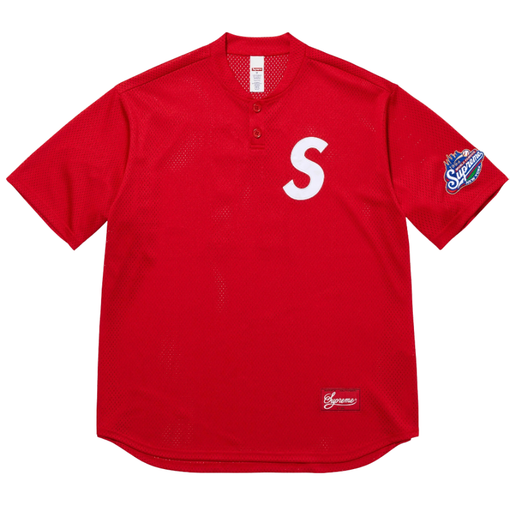 Jersey Supreme SS25 "S Logo Baseball Henley" Vermelho