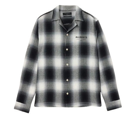 Camisa AllSaints "Underfade Checked Long Sleeve Shirt Whisper Grey" Preto