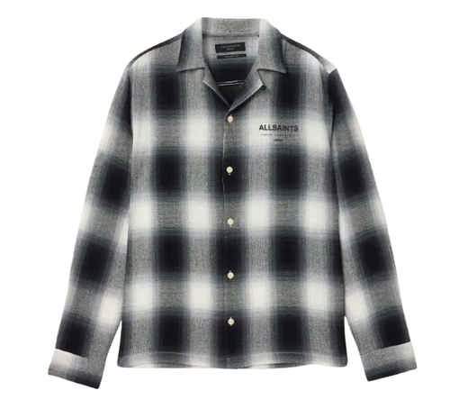 Camisa AllSaints "Underfade Checked Long Sleeve Shirt Whisper Grey" Preto