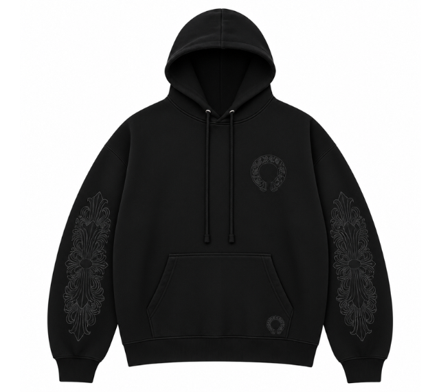 Moletom Chrome Hearts "Pullover Horseshoe Floral Hoodie" Preto