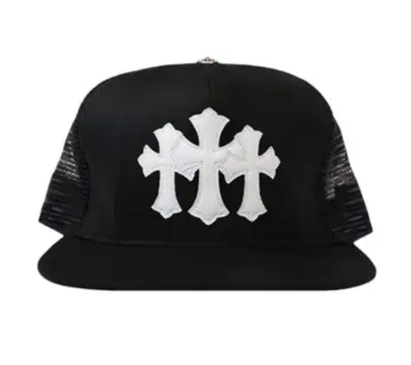 Boné Chrome Hearts "White Cemetary Cross Trucker Hat Black" Preto