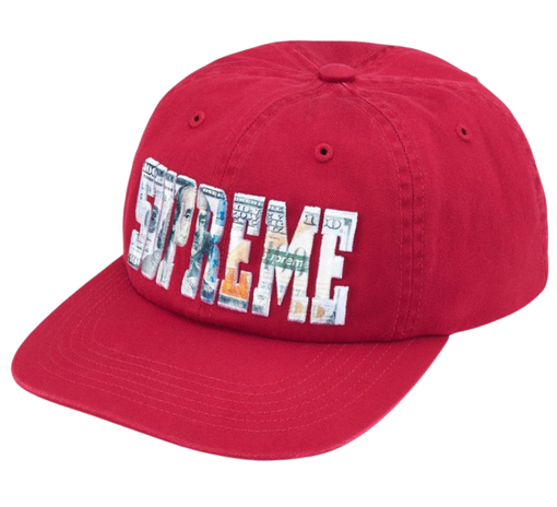 Boné Supreme SS26 "Embroidered Money Logo" Vermelho