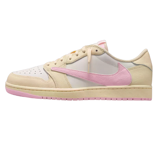 Tênis Nike Jordan 1 Retro Low OG SP Travis Scott "Shy Pink Muslin" Rosa/Creme