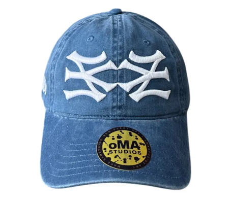 Boné Oma Design "NY NY Curved Brim Hat Suede Blue" Azul