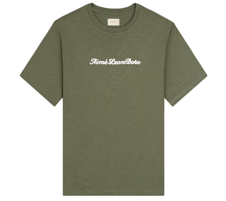 Camiseta Aimé Leon Dore "Puff Print Slub Logo Deep Lichen Green" Verde