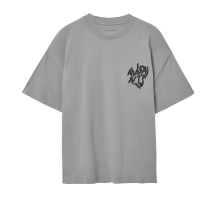 Camiseta AllSaints "Orlando Logo Print Oversized T-Shirt March Grey" Cinza