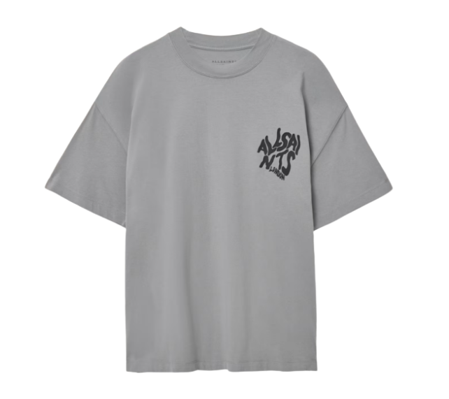 Camiseta AllSaints "Orlando Logo Print Oversized T-Shirt March Grey" Cinza