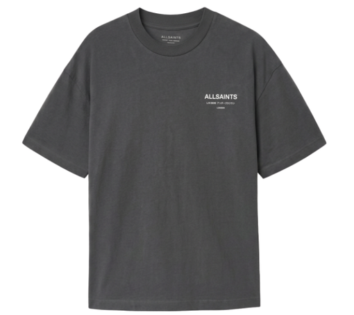 Camiseta AllSaints "Underground Oversized Crew Neck Dark Steel Blue" Estonado