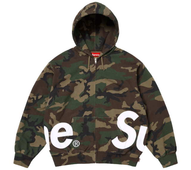 Moletom Supreme SS25 "Big Logo Zip Up" Camuflado