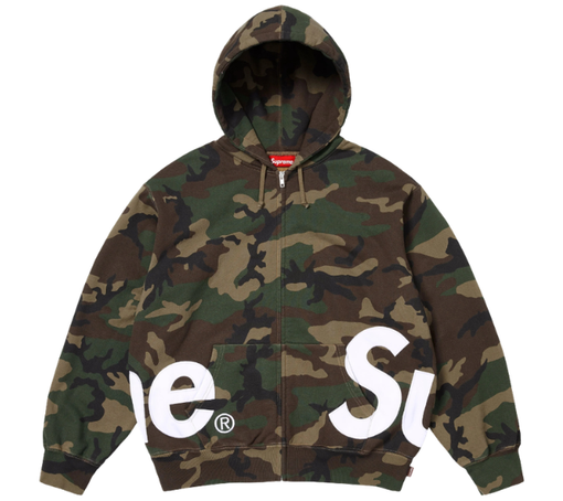 Moletom Supreme SS25 "Big Logo Zip Up" Camuflado