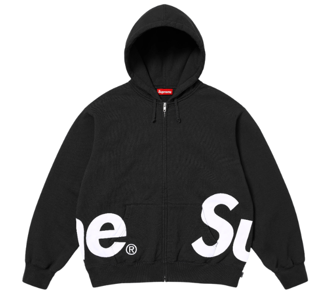 Moletom Supreme SS25 "Big Logo Zip Up" Preto