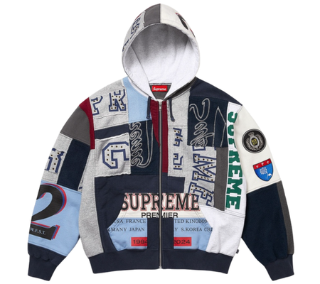 Moletom Supreme SS25 "Patchwork Zip Up" Azul Marinho