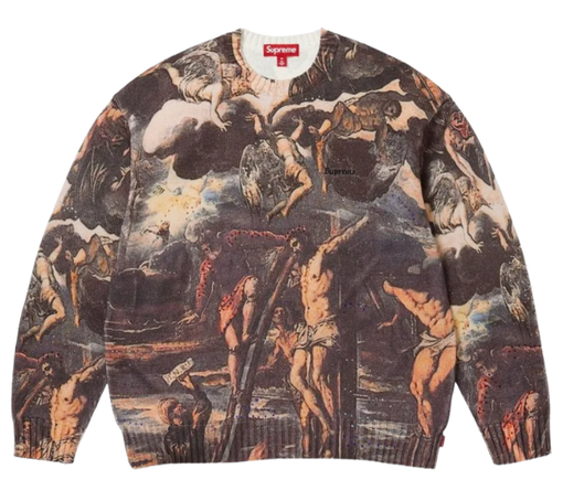 Suéter Supreme FW26 "Crucifixion" Multicolor