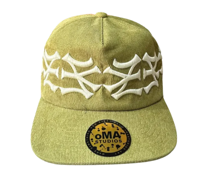 Boné Oma Design "NY NY Crown Corduroy" Verde/Creme