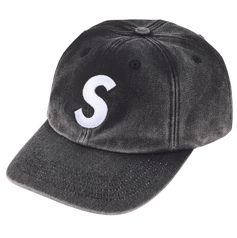 Boné Supreme SS26 "Pigment Coated S Logo 6-Panel" Preto