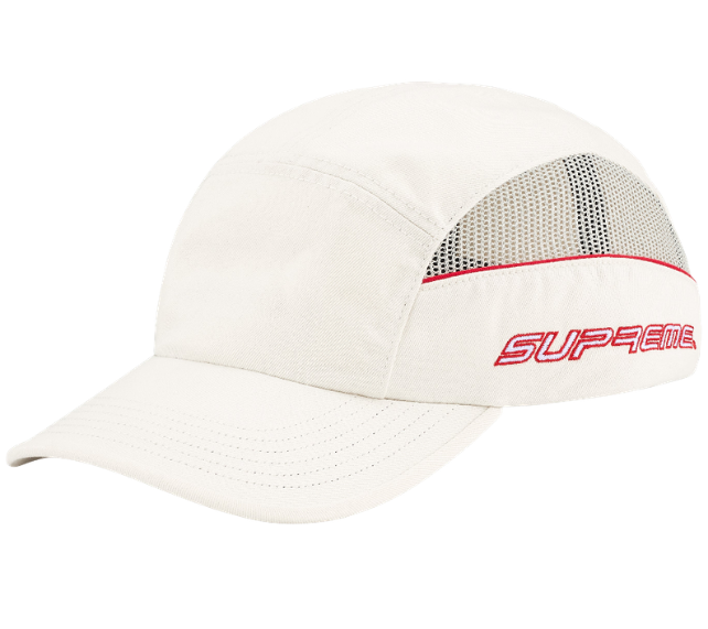 Boné Supreme SS26 "Side Mesh Piping" Branco