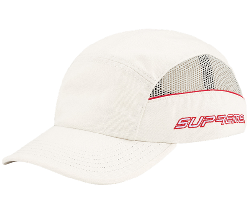 Boné Supreme SS26 "Side Mesh Piping" Branco