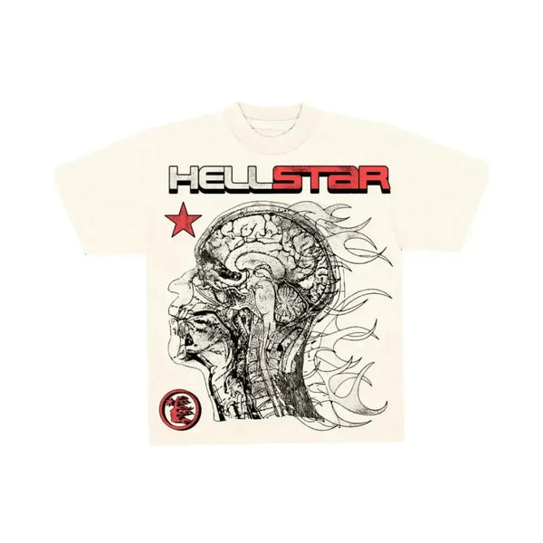 Camiseta Hellstar Studio Cranium Creme | Estilo Oversized