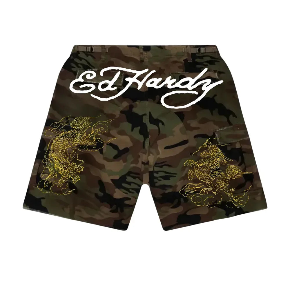 Bermuda Ed Hardy x Matue Dragon "Camo Green" Verde