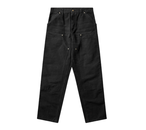 Calça Carhartt "Double Knee Pant Black Grind Wash" Preto
