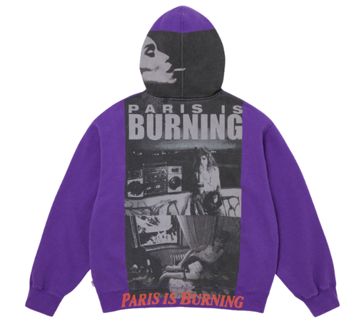 Moletom Supreme SS26 "Paris Is Burning Zip Up" Roxo