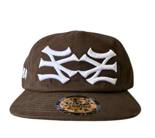 Boné Oma Design "Ny Ny Hat Brown/White" Marrom