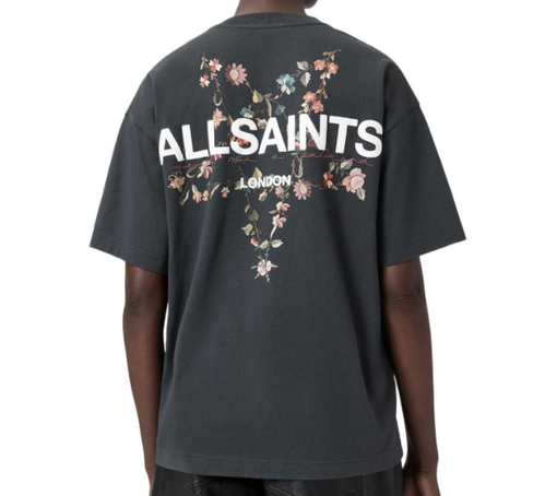 Camiseta AllSaints "Pentacle Oversized Short Sleeve Graphic T-Shirt Washed Black" Preto