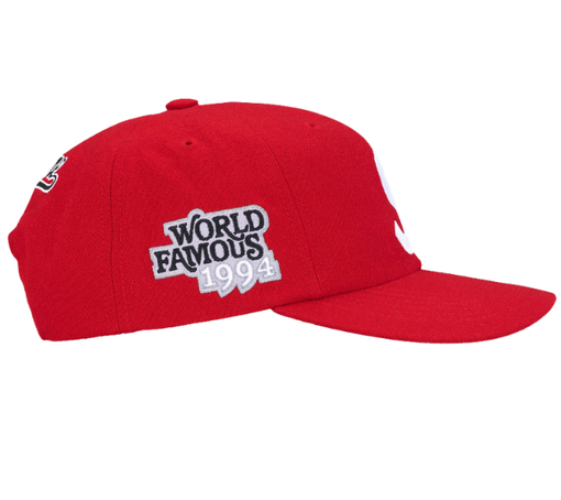 Boné Supreme 6-Panel SS26 "World Famous S Logo" Vermelho