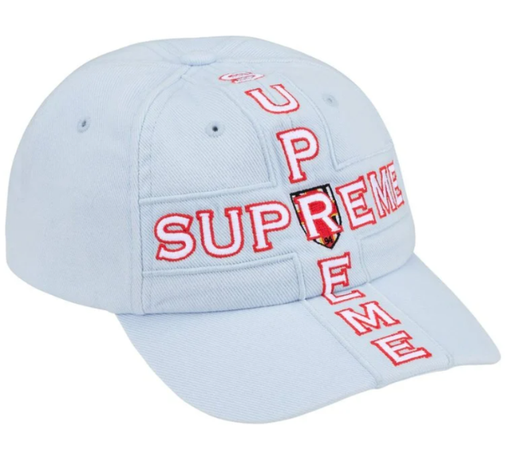 Boné Supreme FW26 "Cross 6-Panel" Azul