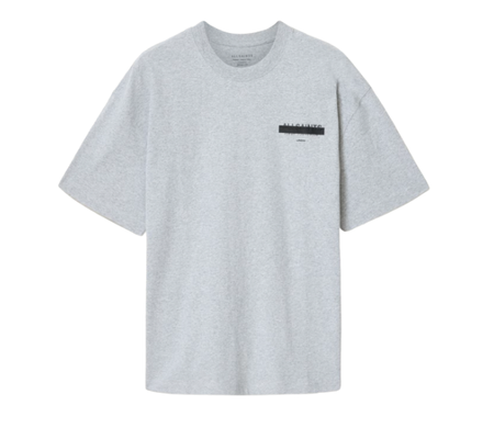 Camiseta AllSaints "Redact Oversized Embroidered Logo T-shirt Grey Marl" Cinza